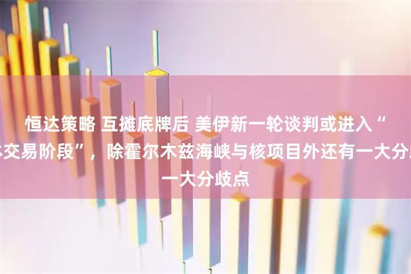 恒达策略 互摊底牌后 美伊新一轮谈判或进入“具体交易阶段”,除霍尔木兹海峡与核项目外还有一大分歧点